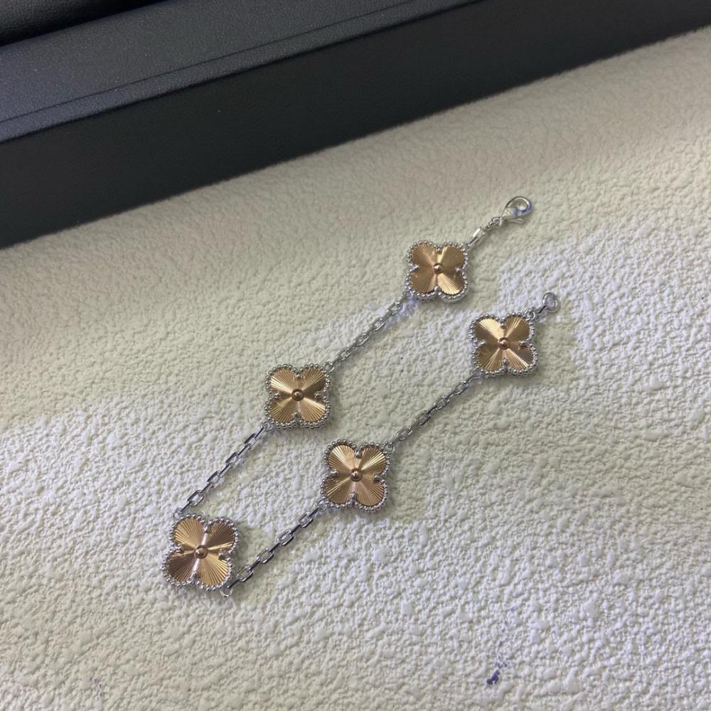 Hochwertiges Kleeblattarmband für Damen Fünf-Blüten-Armband mit natürlichem weißen Perlmutt und rotem Karneol