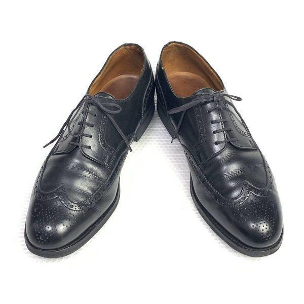 Rare Vintage JM Weston SYLVESTRE VINCENT Size 8D 26.0cm Wingtip Dress Shoes Black(USED)