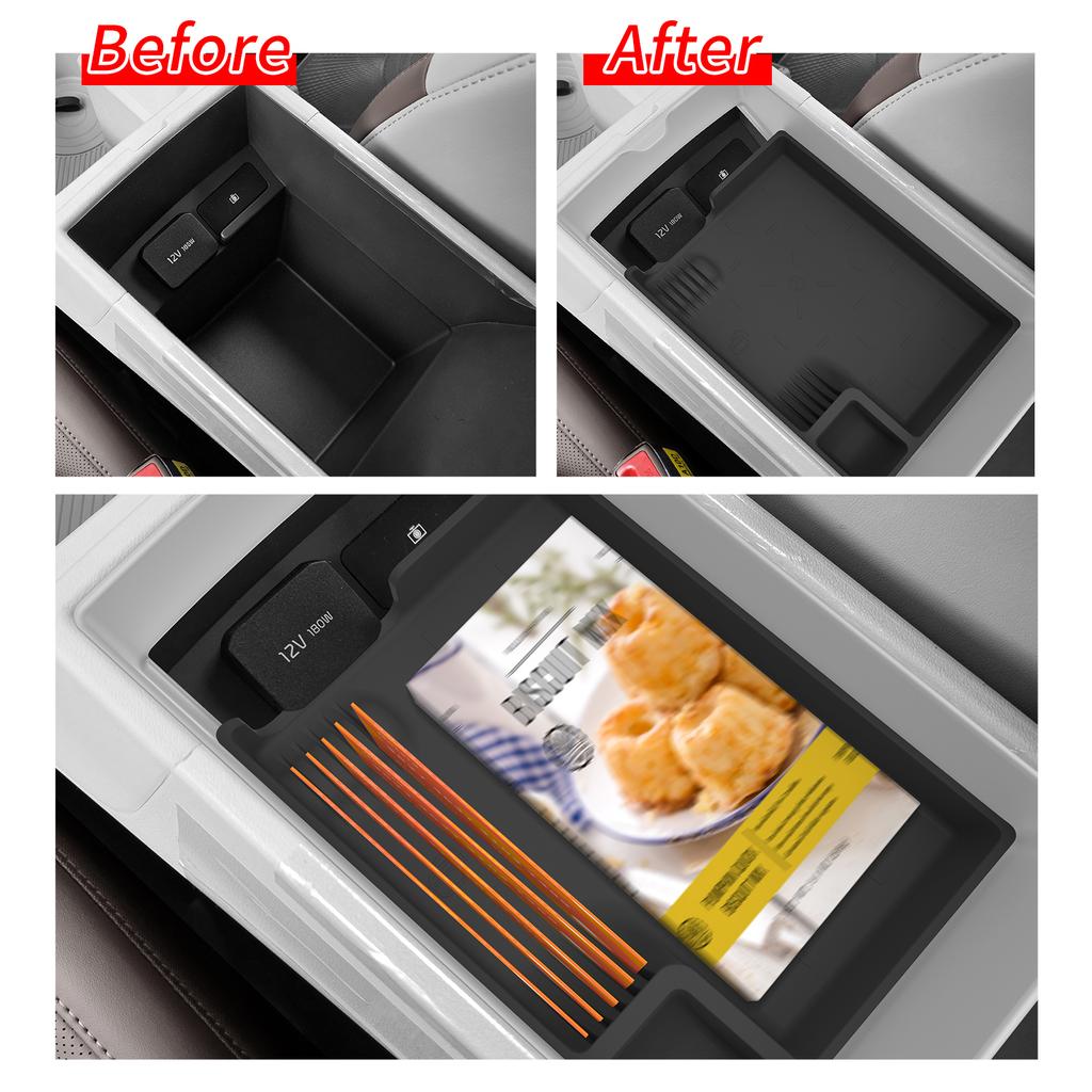 LUCKEASY for Kia Seltos GT-Line 2026 Premium Upgrade Center Console Armrest Storage Box Tray Organizer Car Interior Accessories