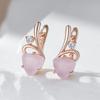 Rose Gold Color Drop Earrings For Women Unusual Pink Natural Zircon Accessories Fashion Daily Vintage Jewelry