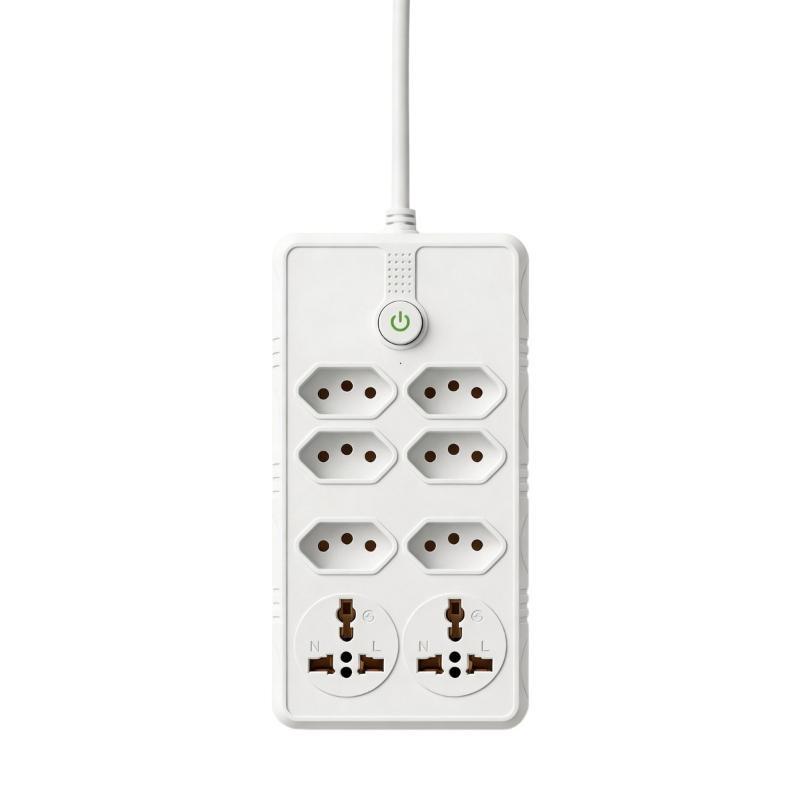 Wall Mount Power Extension Socket with USB Fast Charging Line Filter Voltage Regulator 6 Outlets 4 USB Ports 2M Cord for Workshop Use