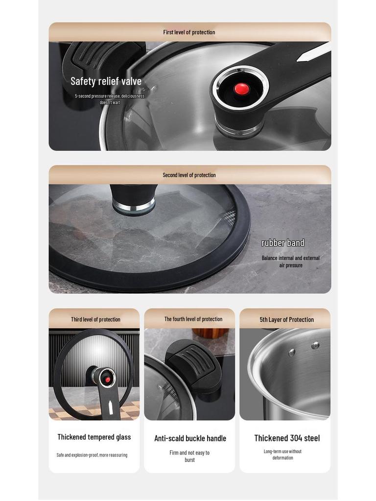 Xiyijia 304 Multi-Functional Double-Handle Large Capacity Pressure Cooker