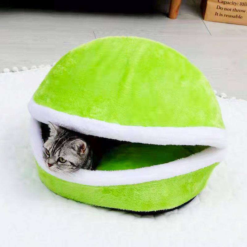 Autumn and Winter Cat Kennel  Removable and Washable Cat Sleeping Bag  Pet Cat Mattress  Hamburger Cat House Four-season Universal Pet House