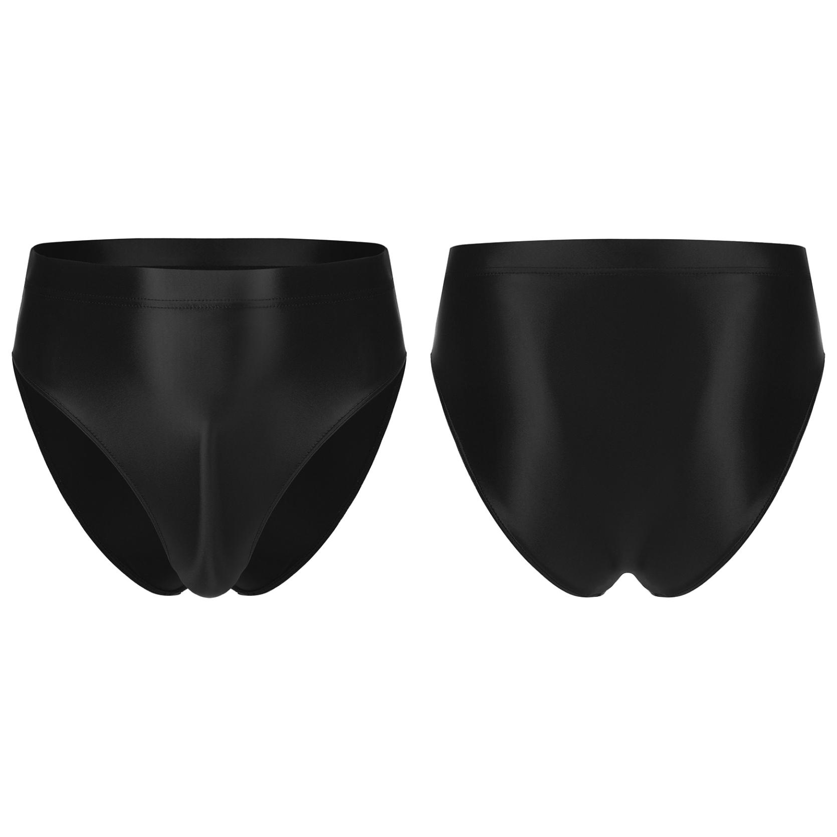 

Мужские глянцевые трусы, однотонные трусы с эластичным поясом, нижнее белье, купальник, нижняя часть купальника XXL чёрный
