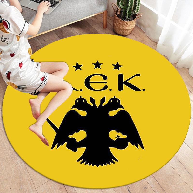 AEK Athens F.C Round Area Rug,Carpet Rug for Living Room Bedroom Sofa Playroom Decor,Non-slip Floor Mat