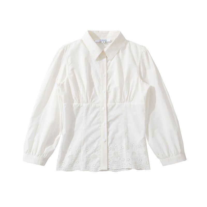 Kaslead New Women clothes Western Style Fashion Simple and Versatile Casual Long sleeve Embroidered Shirts Top