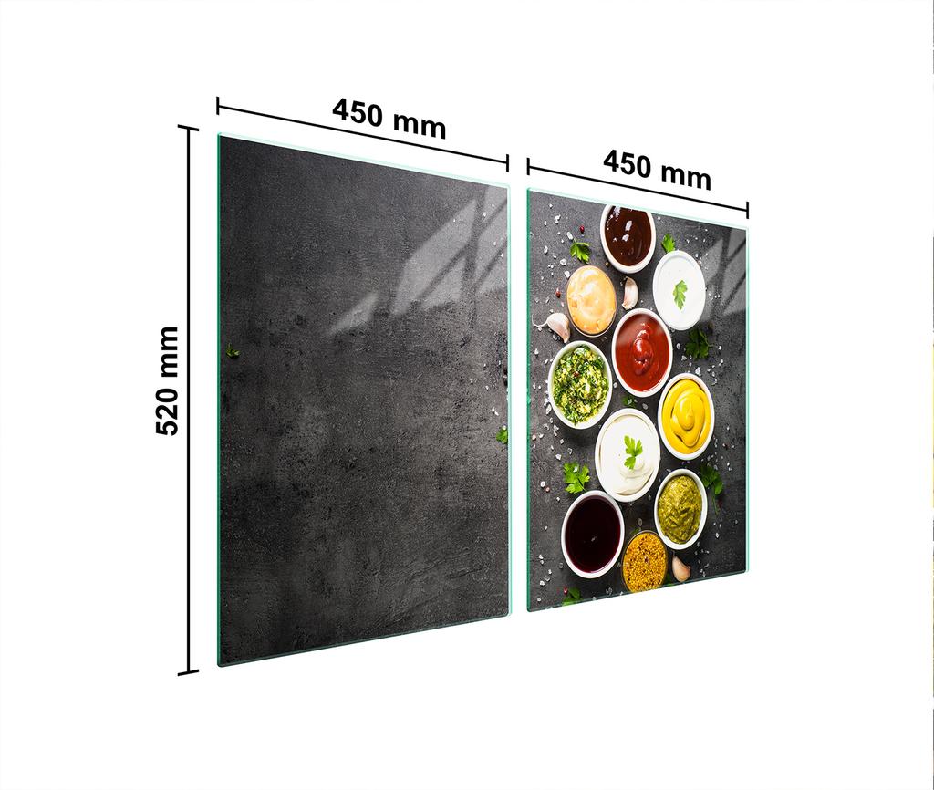 Glass protective plate for the stove 2x45x52 Kitchen