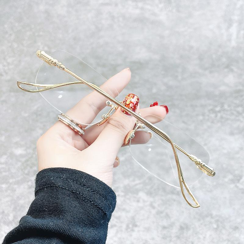 Spot fashion rimless glasses frame can be matched with unisex ins flat glasses reading glasses