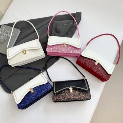 Large Capacity Splicing On The New Foreign Fashion Sequins Fashion Shoulder Armpit Small Square Bag for Women