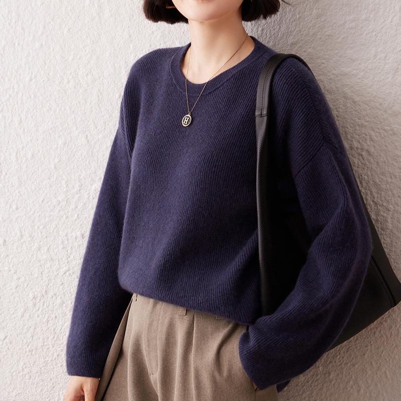 Cashmere Raglan Sleeve Women's Winter Pullover - Versatile, Warm, Thick Knit Round Neck Sweater (2026)