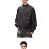 American Windproof Stand-up Collar PU Leather Jacket Men's Autumn Retro Loose Silhouette Locomotive Jacket Pu Leather Jacket