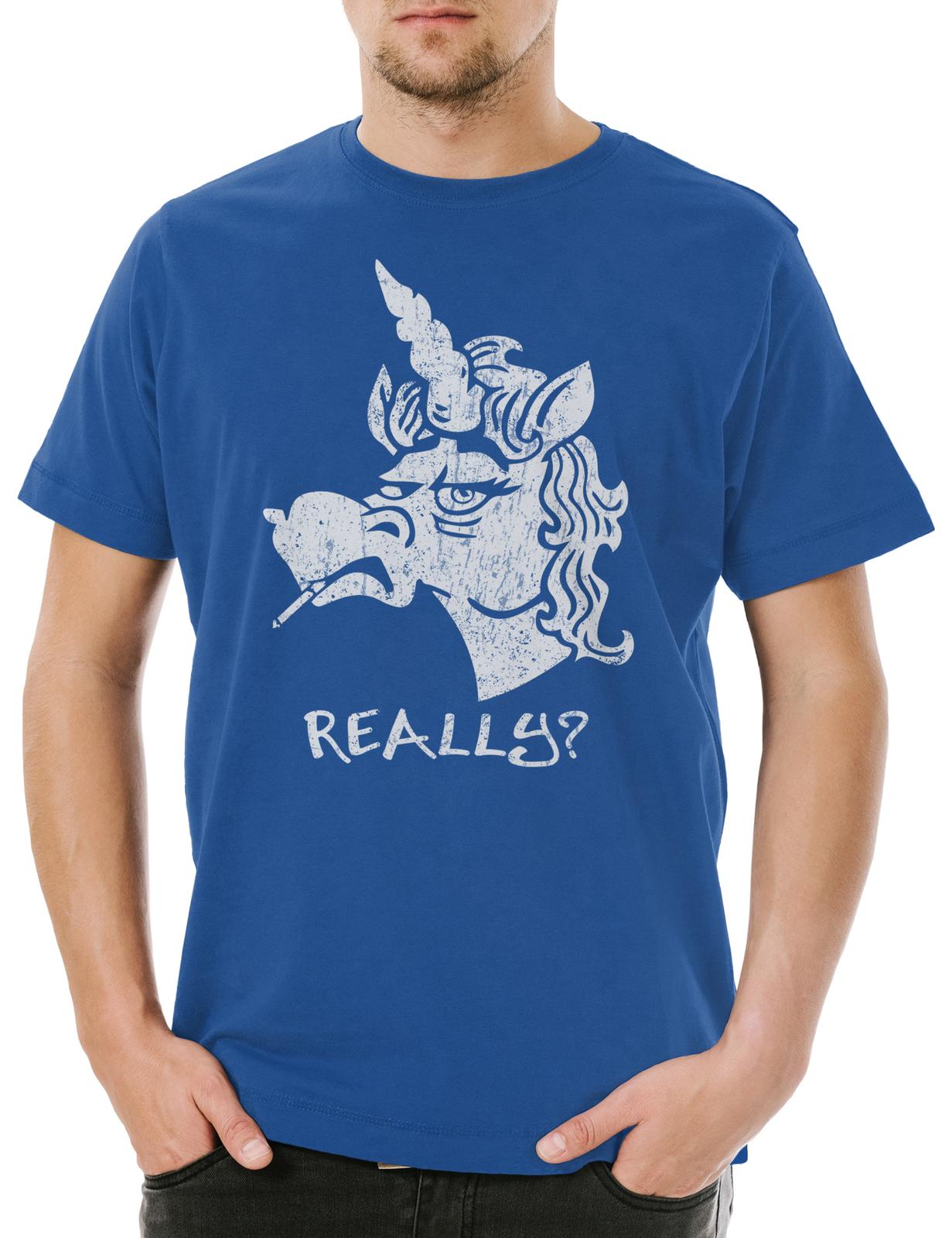Grumpy Unicorn Herren T-Shirt Einhorn Comic Anime Regenbogen Rainbow Cute S
