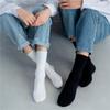 5 par skarpetek damskich w kolorze białym, bawełnianych, w stylu Harajuku, w stylu koreańskim, dla dziewcząt i chłopców, skarpetki szkolne w średnim rozmiarze