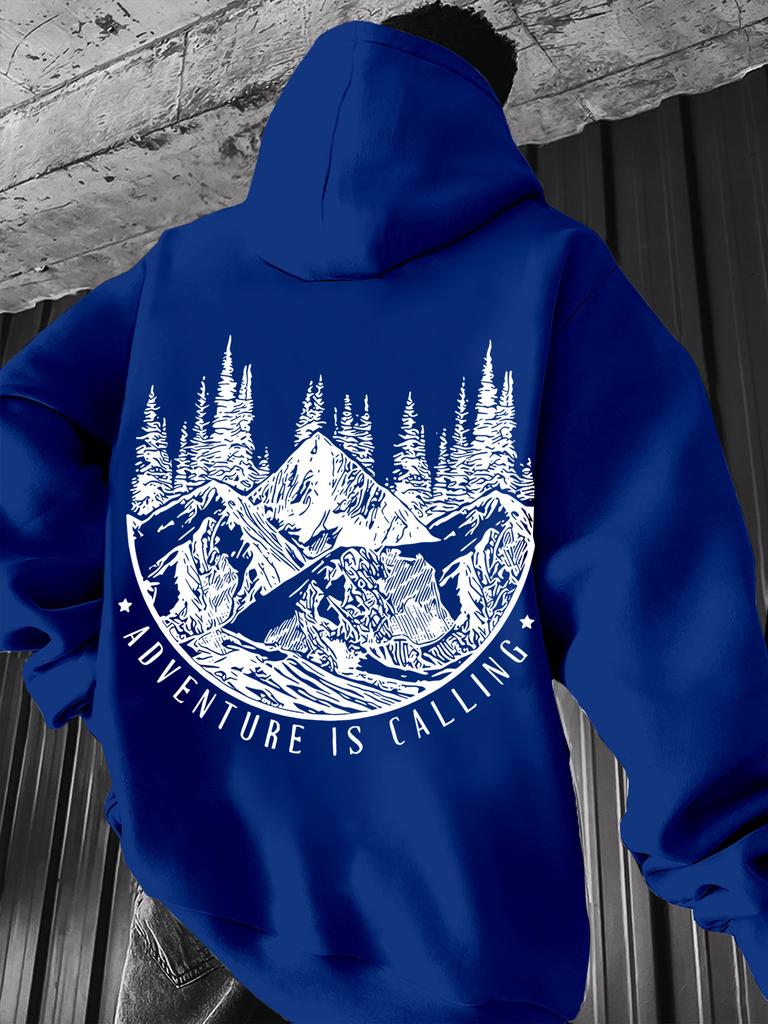 Attractive Kids Hip Hop Sports Hooded Sweatshirt, vivid mountain tree print, comfortable loose silhouette for boys girls casual sports.