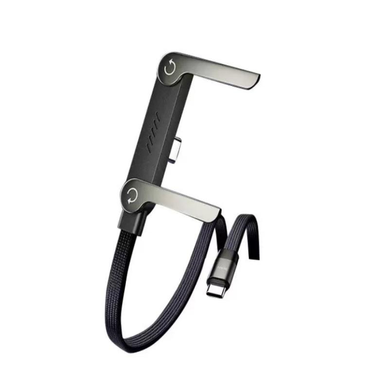 

2-IN-1 Type-C Cable Foldable Mobile Phone Holder 240W Fast Charging Data Cable Multifunction Phone Charge Bracket Dual PD Cable чёрный