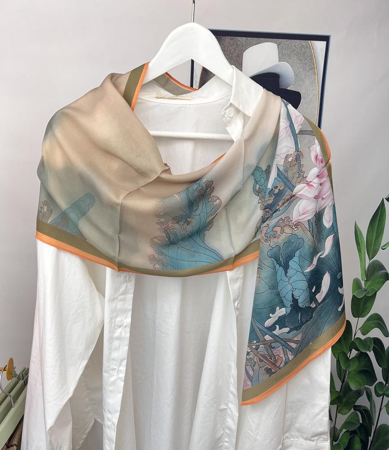 Dziewczęca Garderoba Elegancki i Wspaniały Jedwabny Szal Czysty Jedwab Morwowy Wszechstronny Kształt Jedwabny Szal Szal