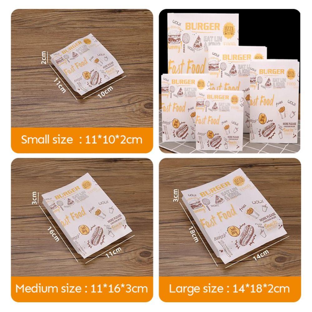 100PCS Non-stick Surface Non-stick Food Packaging Disposable Oil-proof Paper Bag Pancake Packaging