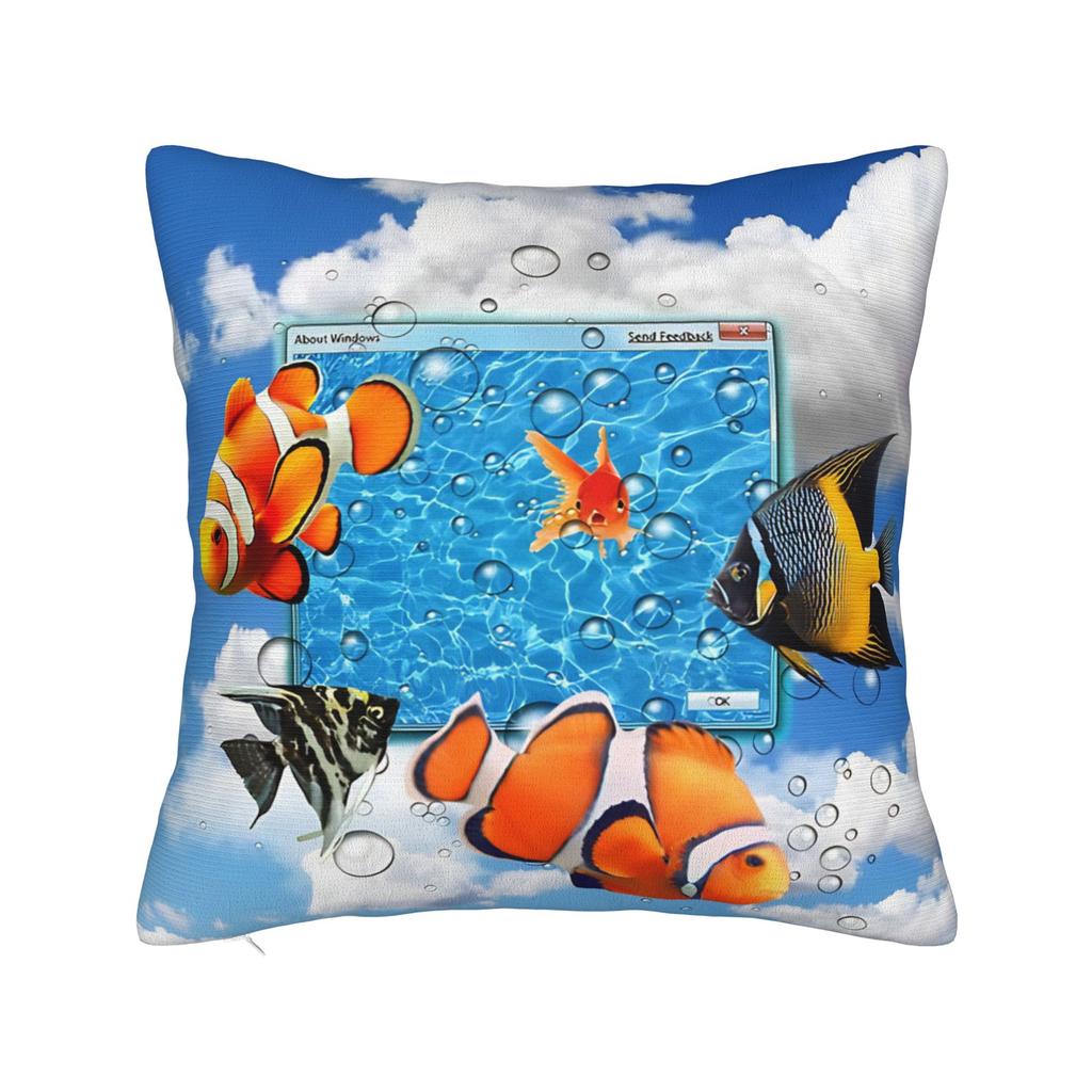 Frutiger Aero Fishies Square Pillow Cases Cushion Covers Awesome Zipper Decor Pillowcase for Seat 40x40cm