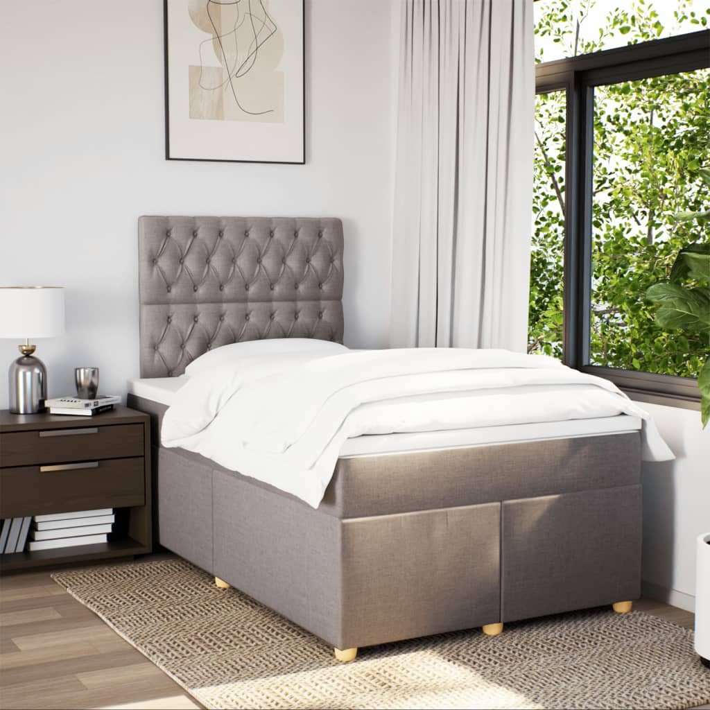 Vidaxl Letto Continentale Con Materasso, Taupe, Tessuto, 120X200 Cm