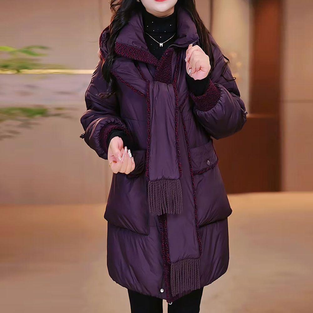 Winter Loose Padded Coat with Removable Hood Plus Size Warm Coldproof Overcoat