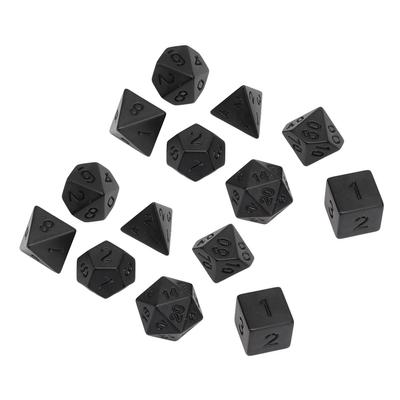14 ks Polyhedrální kostky Černá plastová antioxidační sada kostek pro puzzle hru, deskovou hru