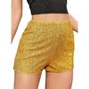 Women Sequin Shorts Elastic High Waist Sparkly Glitter Straight Short Pants Sexy Club Hot Pants Summer Streetwear