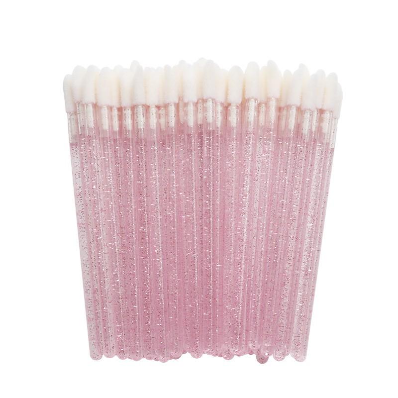 50-Pack Disposable Lip Brushes - Portable Solid Lipstick, Lip Gloss, and Makeup Cleaning Swabs