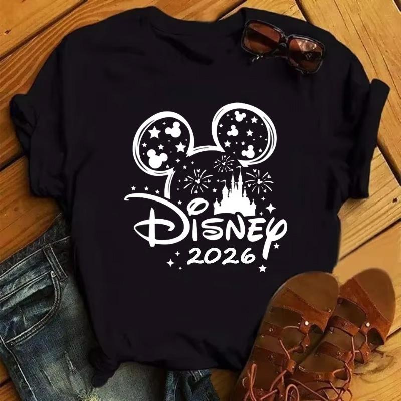 Disney Cartoon 2026 Trip Graphic Printed T-shirt Summer Female Casual Short Sleeve Tops Tees Fashion Clothing Harajuku T Shirt