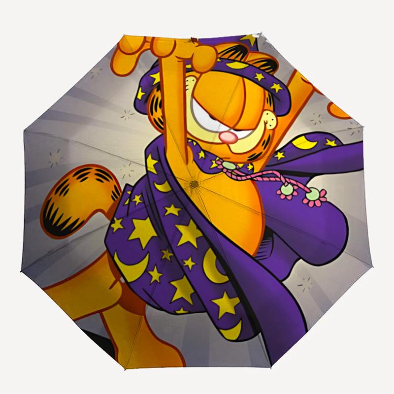 

1PC Garfield Cat Automatic Open/Close Folding Umbrella, Windproof 8 Ribs Construction, Lightweight Travel Umbrell 30