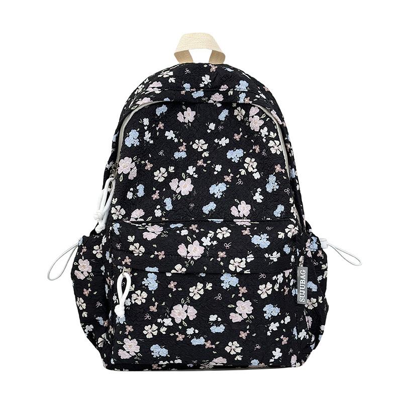 

New girl cute backpack large capacity versatile backpack printed college student campus style schoolbag sweet backpack Single pack чорний