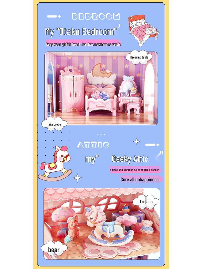 Otaku Cottage 3D Puzzle: DIY Modellbausatz für Mädchenzimmer & Lernspielzeug-Geschenk