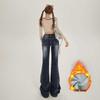 American Retro Low-Waist Double-Button Bell Bottom Jeans - Slimming Elastic Denim Pants for Women