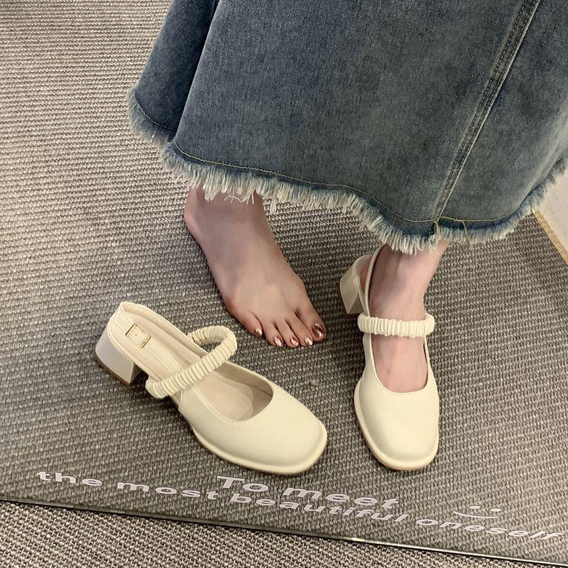 Jupe coupe-vent sac tête sandales féminité été talon épais chaussures à talon unique belle fée années doux assortiment