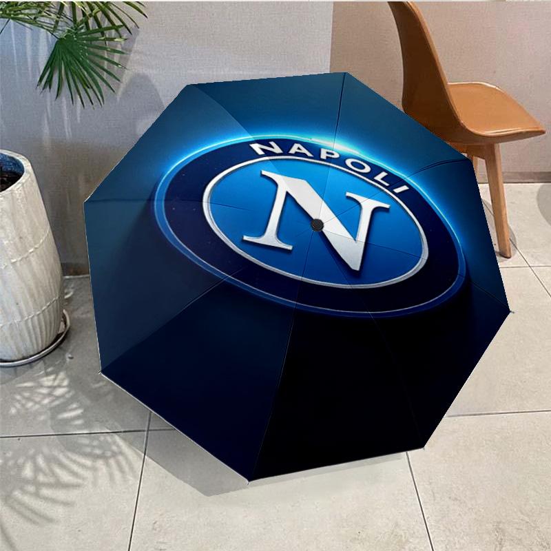 Ombrello Emblema Calcio Napoli - Apertura/Chiusura Automatica, Ombrello Leggero Compatto a 8 Stecche Essenziale per l'Outdoor, Accessorio Picnic, Ventaglio, Regali