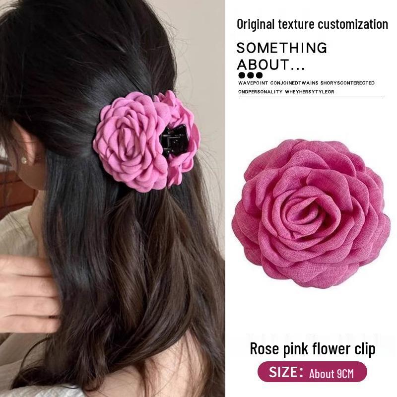 Rose Flower Hair Clip - Elegant Duckbill Claw for Women's Updo