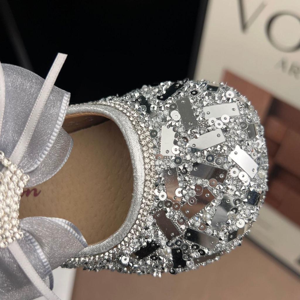 Girls' Sequin Bow Princess Shoes: 2026 Spring/Autumn, Non-Slip, Thin Sole Flats for Little Girls