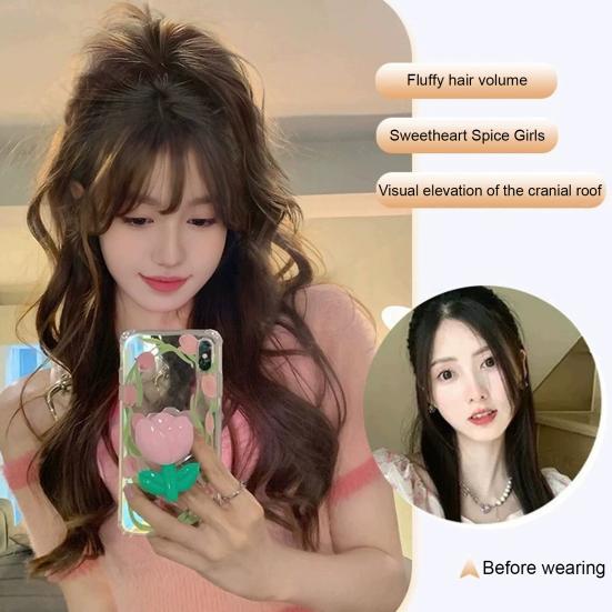 Women Curly Ponytail Extension Hairpiece with Claw Clip Fluffy Natural High Temperature Fiber Messy High Ponytail Long Wavy Wig Synthetic Hair