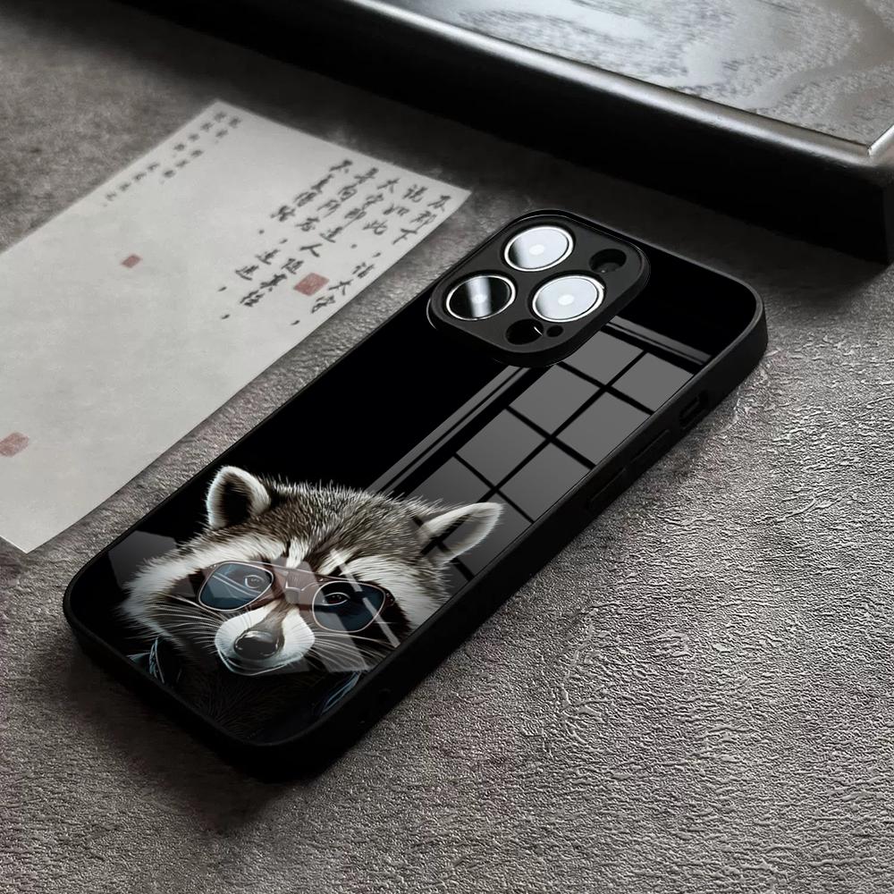 Raccoon Cute Phone Case For IPhone 17 Pro Max 14 Pro 15 12 11 13 Mini X XR XS 16 Plus SE Glass Cover