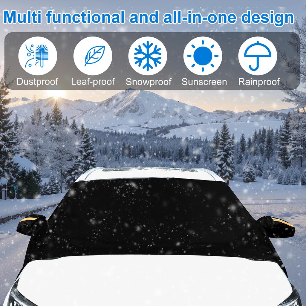 Schneedecke für die Windschutzscheibe 600D Auto-Sonnenschutzabdeckung mit 360° winddichtem Design Auto-Frontscheiben-Eisschutzabdeckung für LKW SUV