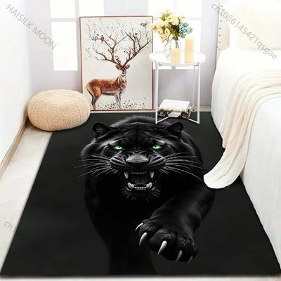 Cool Black Leopard Print Carpet for Bedroom Living Room Bedside Sofa Floor Mat Modern Home Decor Area Rug Large Size