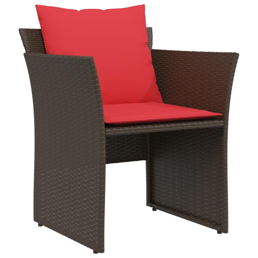 Garden Chair with Footstool Brown Poly Rattan