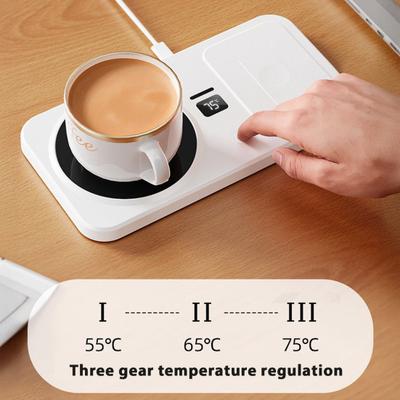 Scaldatazza Tazza da Caffè con Caricatore Wireless 3 Impostazioni di Temperatura Regolabili Spegnimento Automatico Sottobicchiere Scaldatazza Intelligente per IPhone Auricolari Orologio