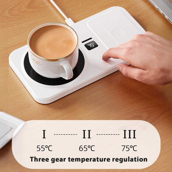 Coffee Cup Warmer with Wireless Charger 3 Adjustable Temperatures Setting Auto Shut Off Drink