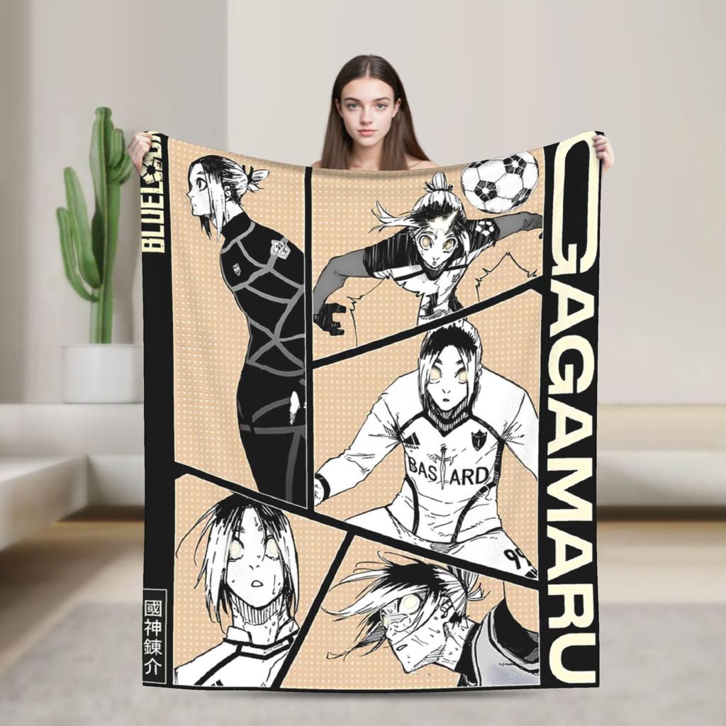 Isagi Yoichi Blue Lock  Blanket Multiple Sizes Soft Fuzzy Plush Manga Throw Blankets for Sofa Couch and Bed