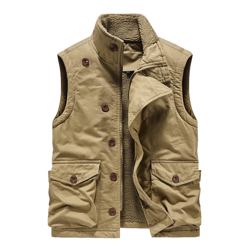 

Men s Winter Workwear Vest with Loose Fit and Plus Velvet Lining 2XL хакі