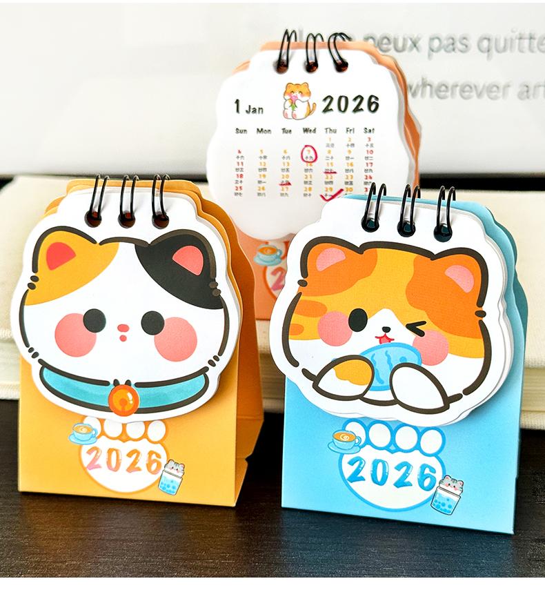 Charm Cat Mini Calendar 2026 2026 Desk Small Calendar Planner Student Girl Cute Meow Check In Calendar Schedule Office Stationer
