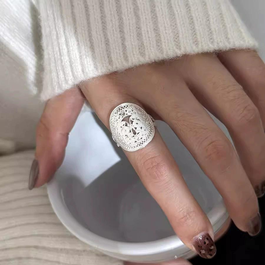 Delicate Openwork Texture Cuff Finger Rings For Women Girl Fashion New Jewelry Bosom Friend Gift Party anillos mujer