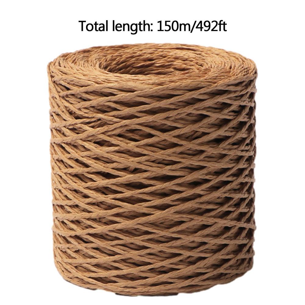 Raffia For Crafts Natural Raffia Yarn For Wrapping Knit Wire Natural Color Matte Texture Raffia Paper Ribbons For Hat DIY Decor
