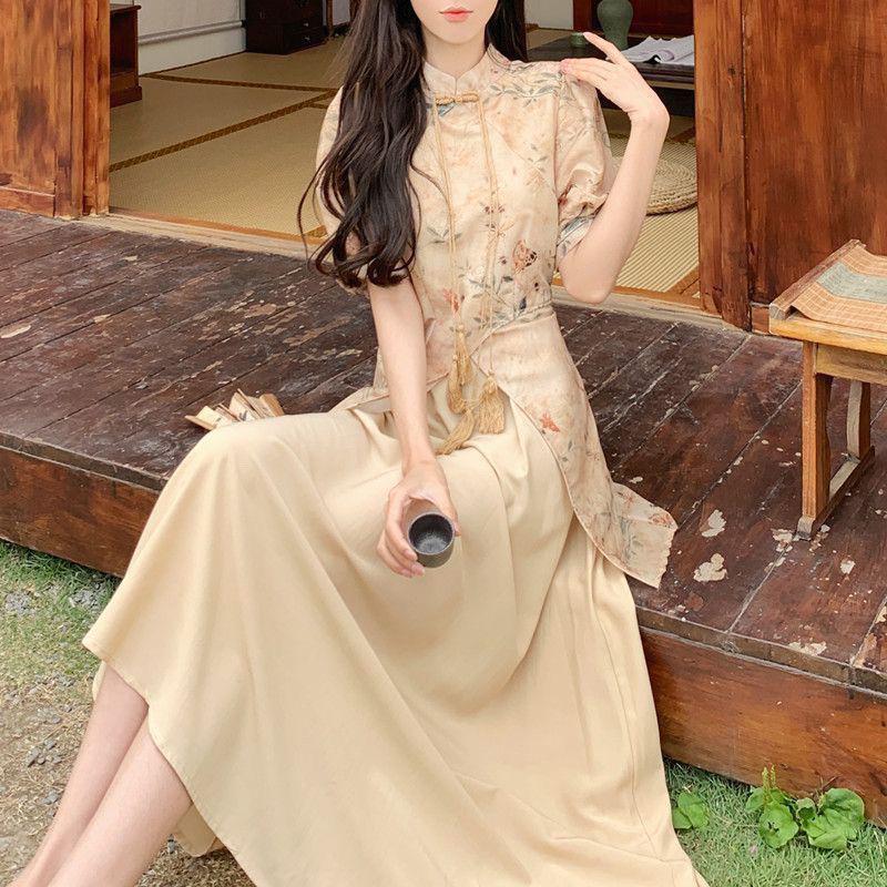 2026 Elegant Summer Retro Qipao: Stylish Chinese-Style Printed Dress