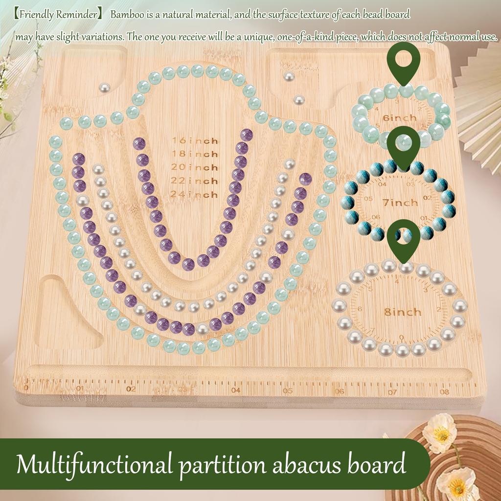 Bamboo Bead Board for Jewelry Making Beading Tray with Measurement for Necklace and Bracelet Making Kit 10.24 X 9.45 Inch
